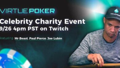 Paul Pierce, Phil Ivey, Mr.Beast und Joe Lubin heute Abend beim Celebrity Charity Pokerturnier von Virtue Poker
