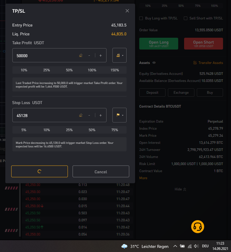 ByBit Server Wartezeit beim einfachen ändern des Stoploss