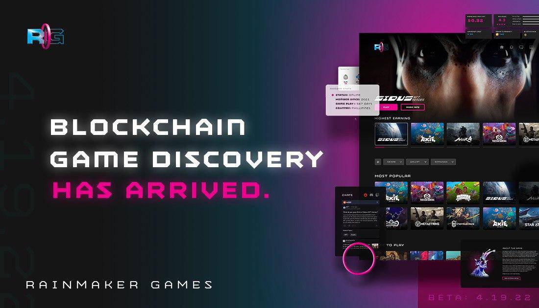 Rainmaker Games gibt den Start der ersten Blockchain-Gaming-Discovery-Plattform bekannt