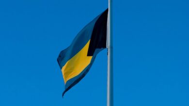 The Bahamas, flag waving