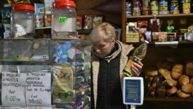 Kleiner Laden eine Lebensader im Kriegsgebiet der Ukraine