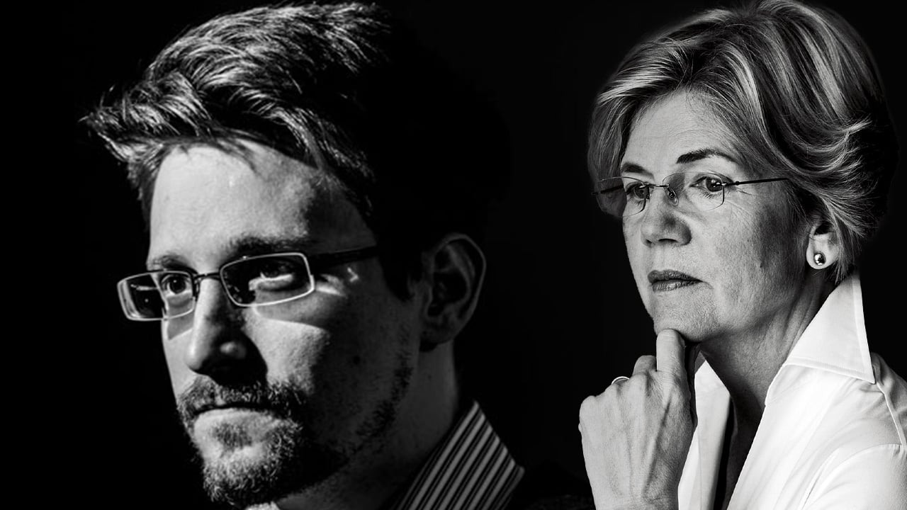 Snowden Blasts Elizabeth Warren as ‘Pro-Banker,’ Claims She ‘Rolls Over’ for JPMorgan Boss in Crypto Clash