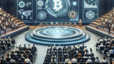 Blockchain-Futuristenkonferenz zur Präsentation der Zukunft von Bitcoin, Web3 und Kryptowährung