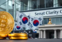 Bitcoin fällt während südkoreanische Aktien einbrechen und Senat Crypto Clarity Act verschiebt